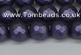 CSB1893 15.5 inches 10mm faceted round matte shell pearl beads