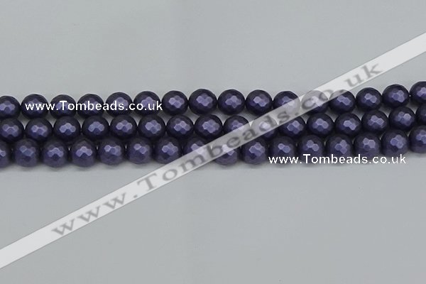 CSB1893 15.5 inches 10mm faceted round matte shell pearl beads