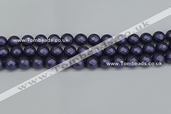 CSB1894 15.5 inches 12mm faceted round matte shell pearl beads