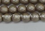 CSB1902 15.5 inches 8mm faceted round matte shell pearl beads