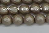 CSB1903 15.5 inches 10mm faceted round matte shell pearl beads