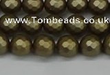 CSB1911 15.5 inches 6mm faceted round matte shell pearl beads