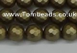 CSB1912 15.5 inches 8mm faceted round matte shell pearl beads