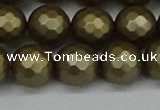 CSB1913 15.5 inches 10mm faceted round matte shell pearl beads