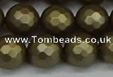 CSB1915 15.5 inches 14mm faceted round matte shell pearl beads