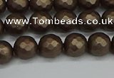 CSB1922 15.5 inches 8mm faceted round matte shell pearl beads