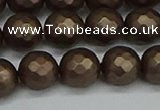 CSB1924 15.5 inches 12mm faceted round matte shell pearl beads