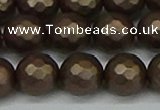 CSB1925 15.5 inches 14mm faceted round matte shell pearl beads