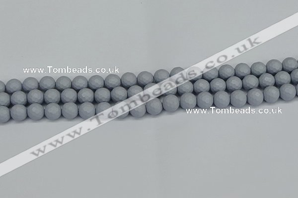 CSB1932 15.5 inches 8mm faceted round matte shell pearl beads