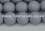 CSB1934 15.5 inches 12mm faceted round matte shell pearl beads