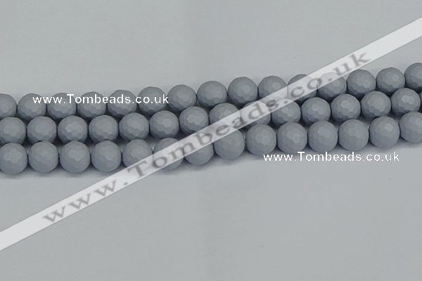 CSB1934 15.5 inches 12mm faceted round matte shell pearl beads