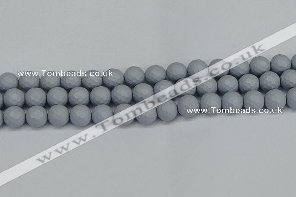 CSB1935 15.5 inches 14mm faceted round matte shell pearl beads