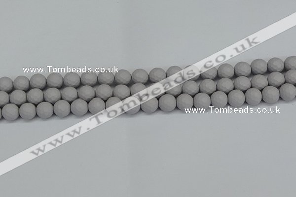 CSB1942 15.5 inches 8mm faceted round matte shell pearl beads