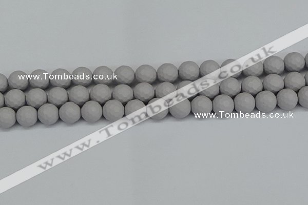 CSB1944 15.5 inches 12mm faceted round matte shell pearl beads