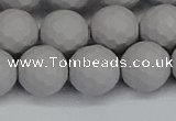 CSB1945 15.5 inches 14mm faceted round matte shell pearl beads