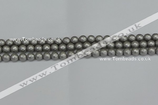 CSB1951 15.5 inches 6mm faceted round matte shell pearl beads