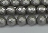 CSB1952 15.5 inches 8mm faceted round matte shell pearl beads