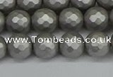 CSB1953 15.5 inches 10mm faceted round matte shell pearl beads