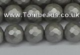 CSB1954 15.5 inches 12mm faceted round matte shell pearl beads