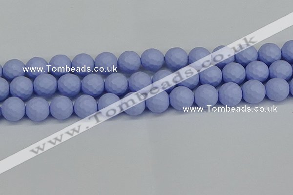 CSB1964 15.5 inches 12mm faceted round matte shell pearl beads