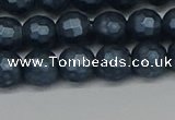 CSB1972 15.5 inches 8mm faceted round matte shell pearl beads