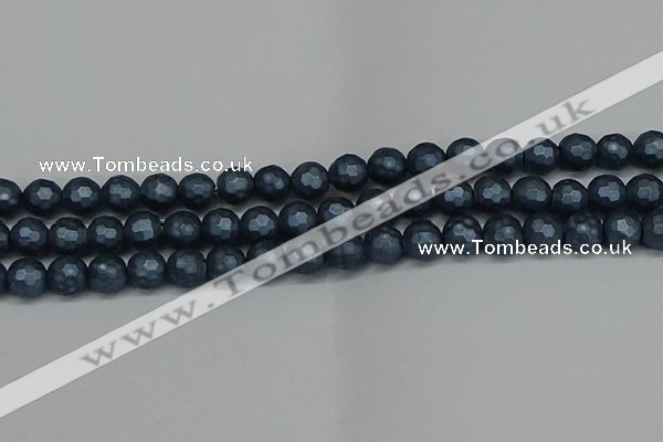 CSB1973 15.5 inches 10mm faceted round matte shell pearl beads