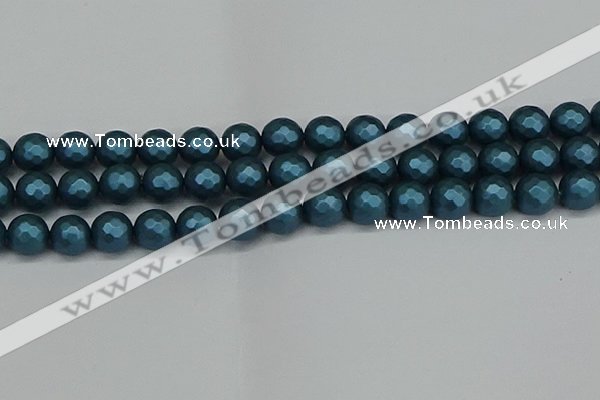 CSB1983 15.5 inches 10mm faceted round matte shell pearl beads