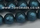 CSB1984 15.5 inches 12mm faceted round matte shell pearl beads