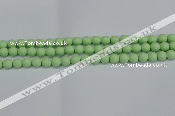 CSB1991 15.5 inches 6mm faceted round matte shell pearl beads