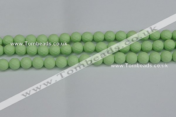 CSB1993 15.5 inches 10mm faceted round matte shell pearl beads