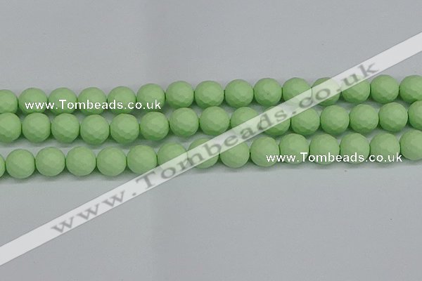 CSB1994 15.5 inches 12mm faceted round matte shell pearl beads