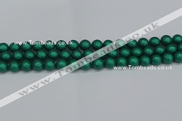 CSB2002 15.5 inches 8mm faceted round matte shell pearl beads