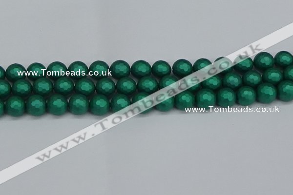 CSB2003 15.5 inches 10mm faceted round matte shell pearl beads