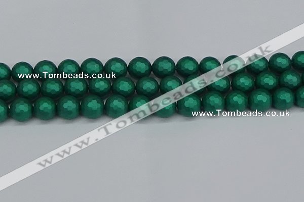 CSB2004 15.5 inches 12mm faceted round matte shell pearl beads