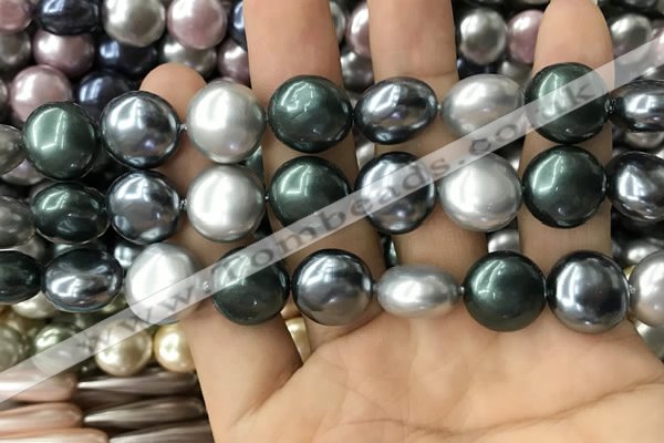 CSB2154 15.5 inches 16mm flat round mixed shell pearl beads