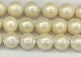 CSB2210 15.5 inches 4mm round wrinkled shell pearl beads wholesale