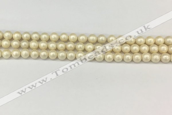 CSB2210 15.5 inches 4mm round wrinkled shell pearl beads wholesale