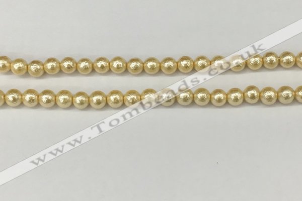 CSB2220 15.5 inches 4mm round wrinkled shell pearl beads wholesale