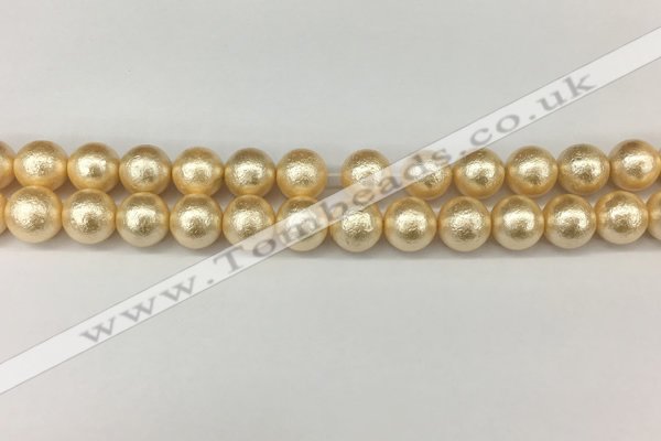 CSB2223 15.5 inches 10mm round wrinkled shell pearl beads wholesale