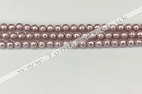 CSB2240 15.5 inches 4mm round wrinkled shell pearl beads wholesale