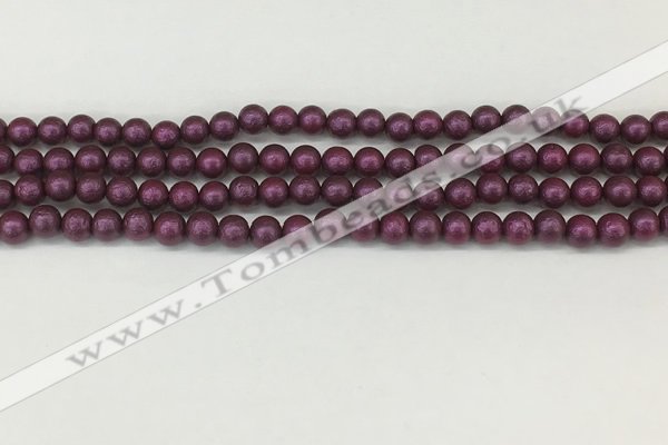 CSB2250 15.5 inches 4mm round wrinkled shell pearl beads wholesale