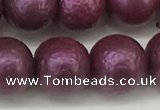 CSB2255 15.5 inches 14mm round wrinkled shell pearl beads wholesale