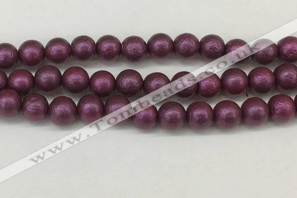 CSB2255 15.5 inches 14mm round wrinkled shell pearl beads wholesale