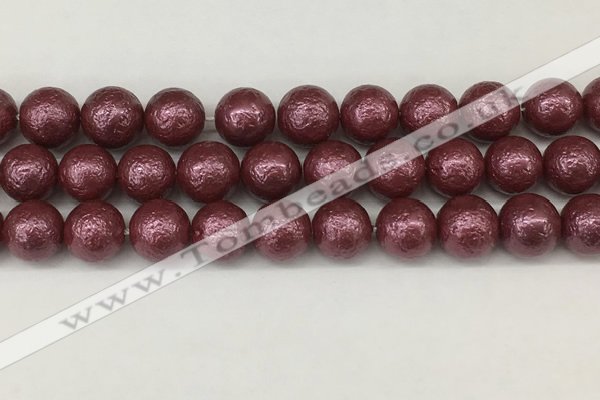 CSB2265 15.5 inches 14mm round wrinkled shell pearl beads wholesale