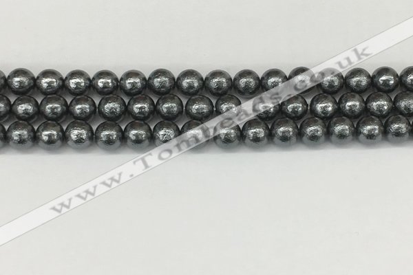 CSB2291 15.5 inches 6mm round wrinkled shell pearl beads wholesale