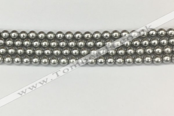 CSB2300 15.5 inches 4mm round wrinkled shell pearl beads wholesale