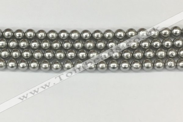 CSB2301 15.5 inches 6mm round wrinkled shell pearl beads wholesale