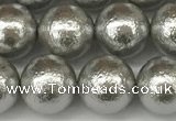 CSB2303 15.5 inches 10mm round wrinkled shell pearl beads wholesale