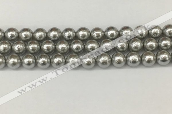 CSB2303 15.5 inches 10mm round wrinkled shell pearl beads wholesale