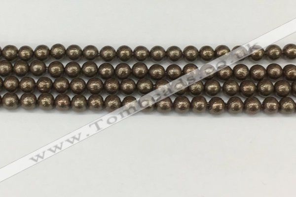 CSB2310 15.5 inches 4mm round wrinkled shell pearl beads wholesale